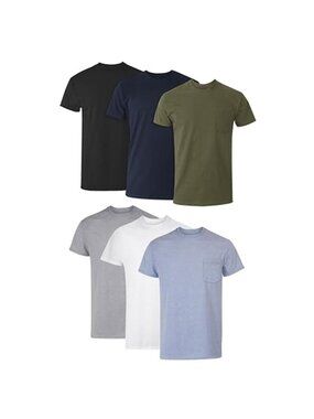 Mens Pocket T Shirt Crew Neck Cotton Short Sleeve Moisture Wicking Tee